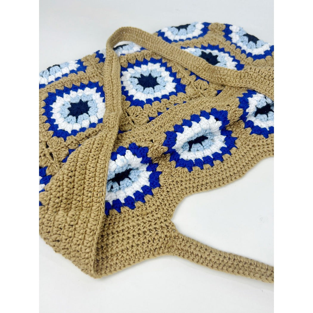 Cosbai - Handwoven Shoulder Bag – Coffee &amp; Blue