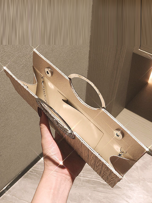 Hollow Pleated Rhinestone Sequined Banquet Handbags
