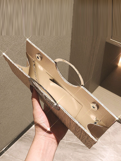 Hollow Pleated Rhinestone Sequined Banquet Handbags