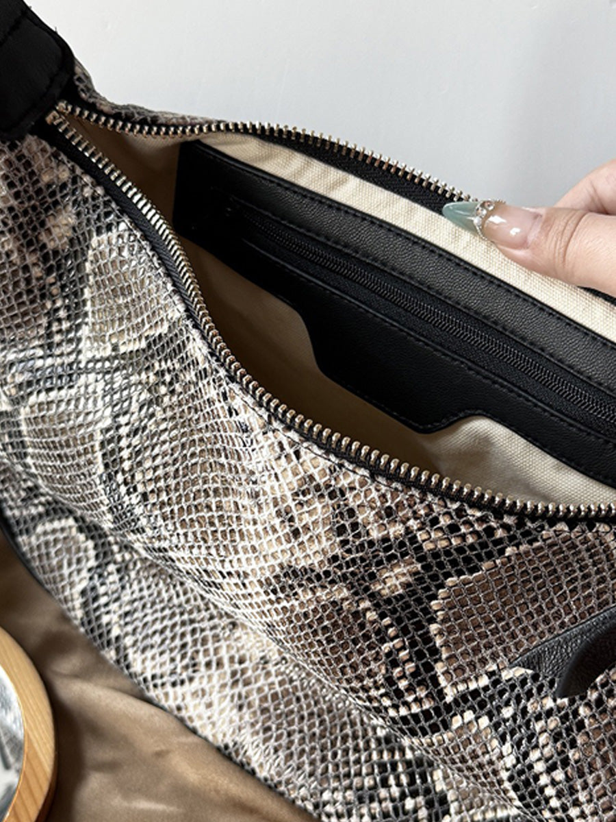 Ella Serpent-Print Handbag with Metal Clasp