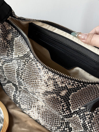 Ella Serpent-Print Handbag with Metal Clasp