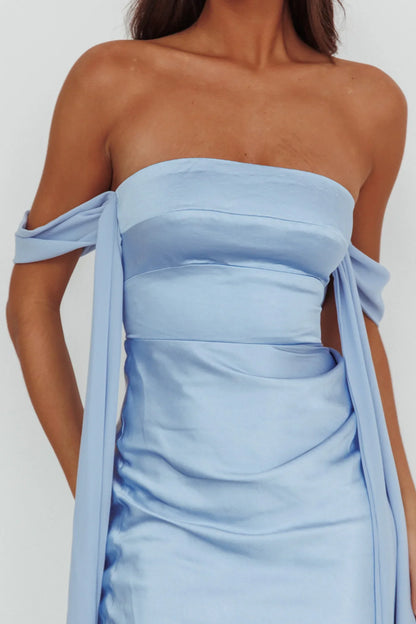 Odayah Draped Sleeve Maxi Dress Blue