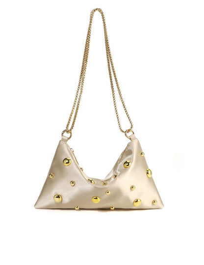 Elegant Satin Clutch Studded Evening Shoulder Bag
