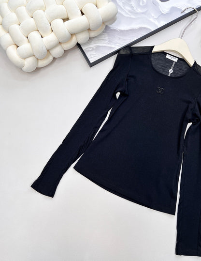 CC 25 long-sleeved shirt black tencel cotton
