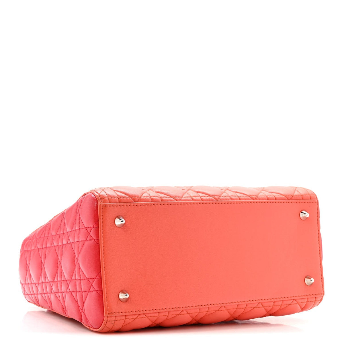Lambskin Cannage Medium Bi-Color Lady Dior Orange Fuchsia
