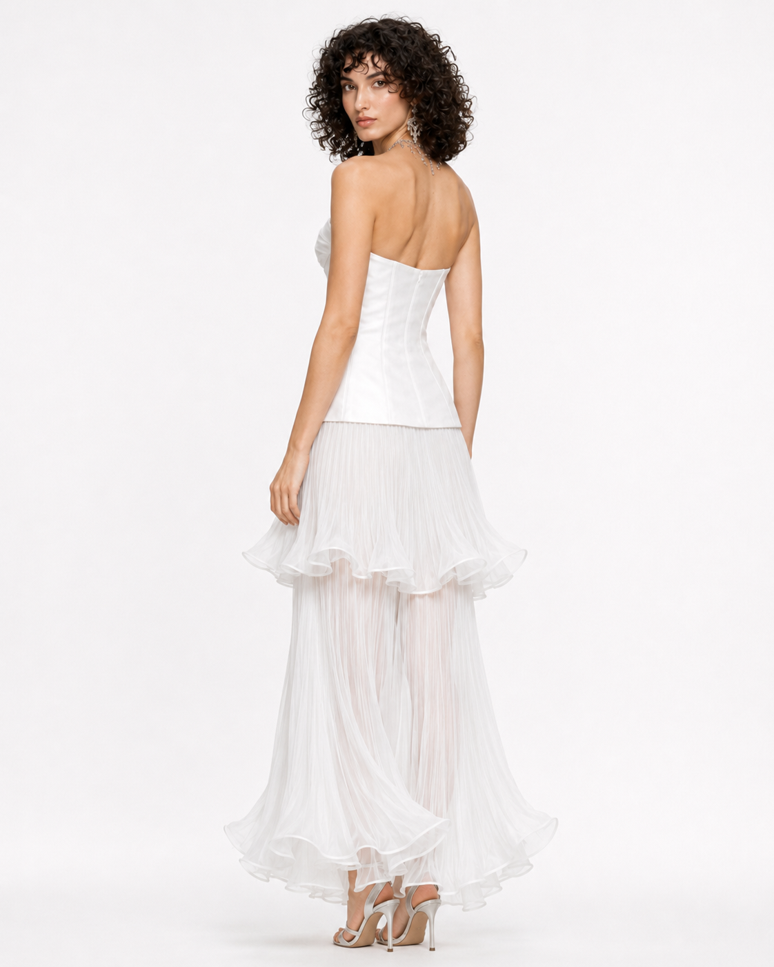Piper Satin Pleated-Panel Strapless Maxi Dress