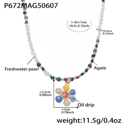 Bauai - Colorful Flat Bead Pendant Necklace - Elegant &amp; Charming