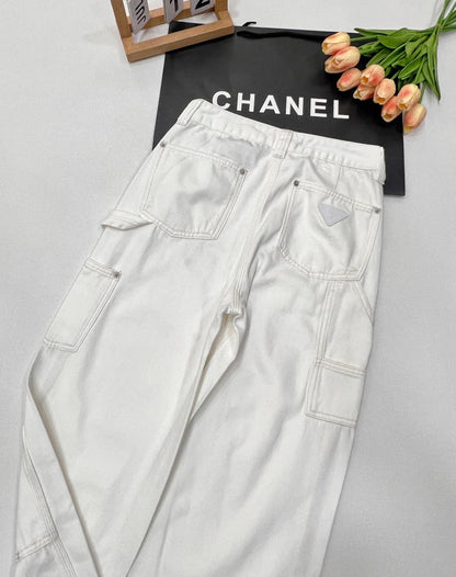 PRADA 25S DENIM WIDE-LEG PANTS 372