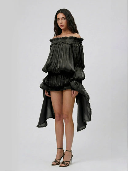 Lunara Off Shoulder Draped Mini Dress