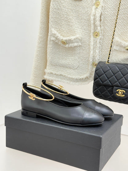 CC 26C Ribbon Double C Camellia Mary Jane Black Lambskin