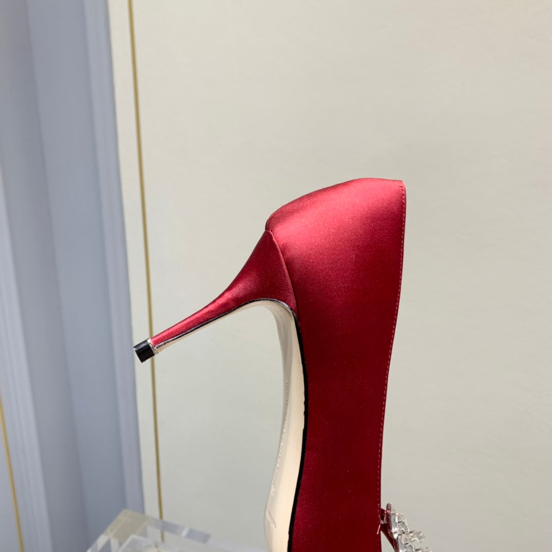 Manolo Women's Nadira Pumps 70 Red Satin