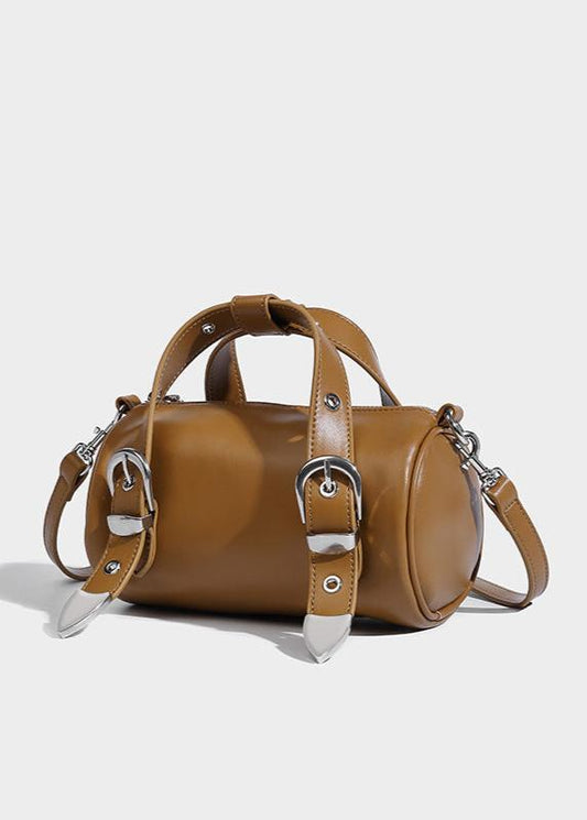 Compact Barrel Crossbody Bag In Durable PU Leather