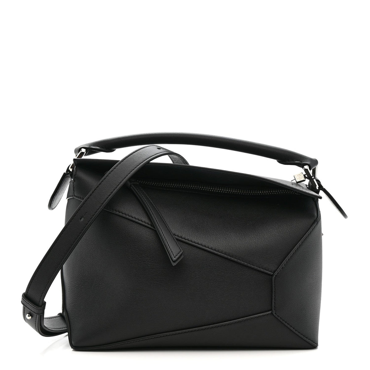 Calfskin Small Puzzle Edge Bag Black