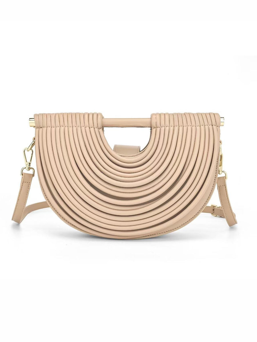 Raquel Semicircular Woven Bamboo Bag