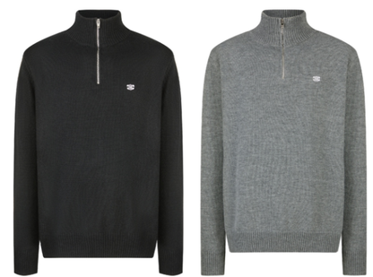 CELINE Embroidered Zipper Polo Sweater Wool Cotton