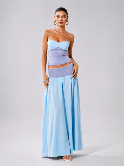 Clarissa Color-blocked Maxi Skirt Two Piece Set