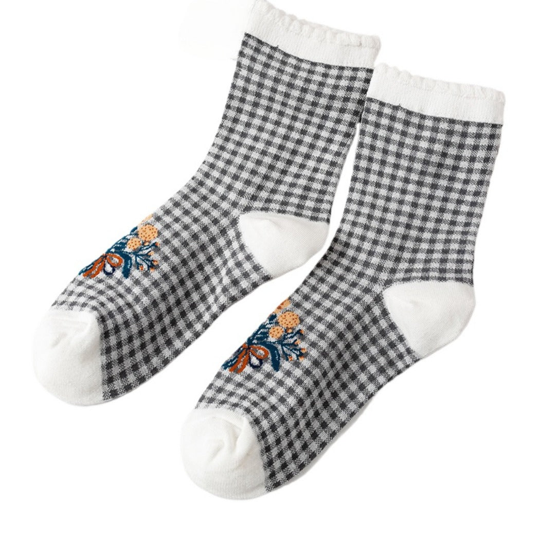 Rufia - Women's Vintage Mid-Calf Quarter Socks - Classsic &amp; Delicate