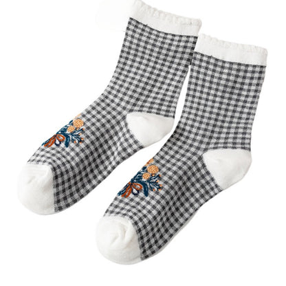 Rufia - Women's Vintage Mid-Calf Quarter Socks - Classsic &amp; Delicate