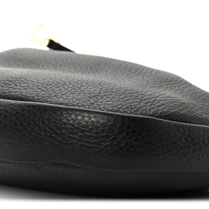 Grained Deerskin Paris VII Small Flat Hobo Black