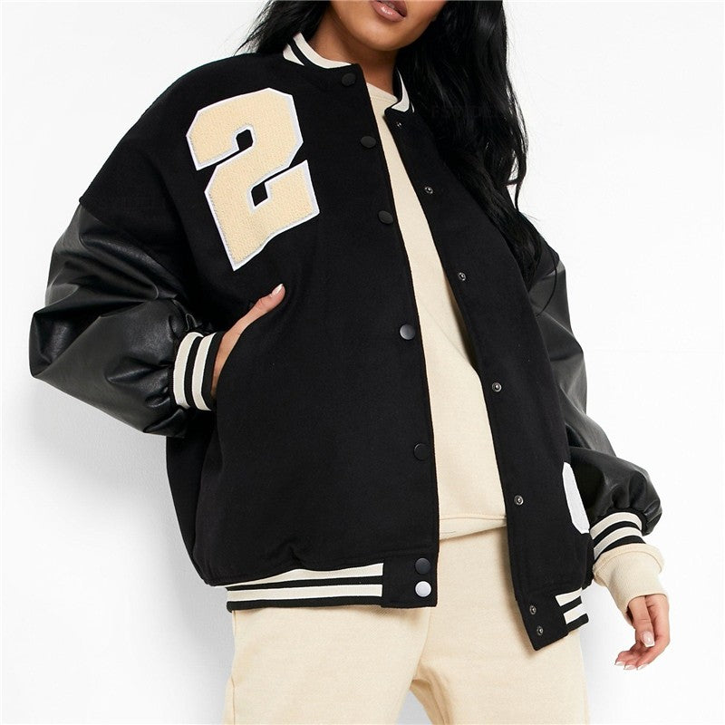 Color Clash Fleece Padded Jacket Coat