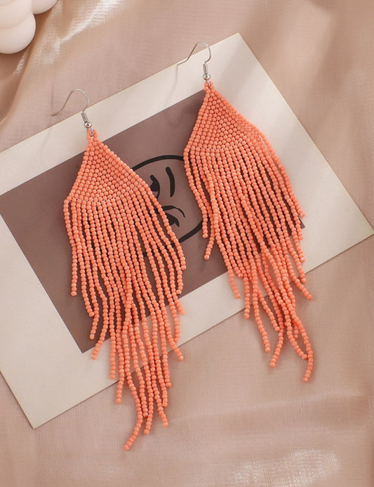 Solid Color Vintage Tassel Drop Earrings