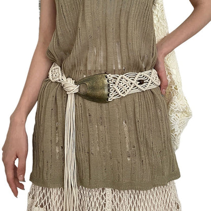 Beco - Distressed Metal Woven Belt - Boho &amp; Viantage