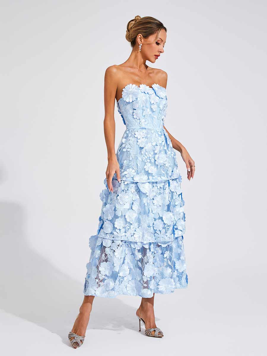 Antonella Flower Off Shoulder Maxi Dress