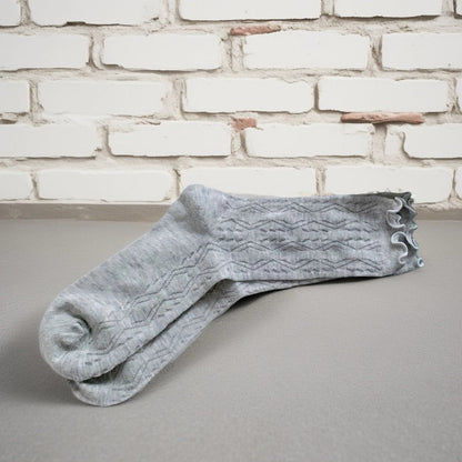 Rufia - Solid Color Picot-Edge Ankle Socks