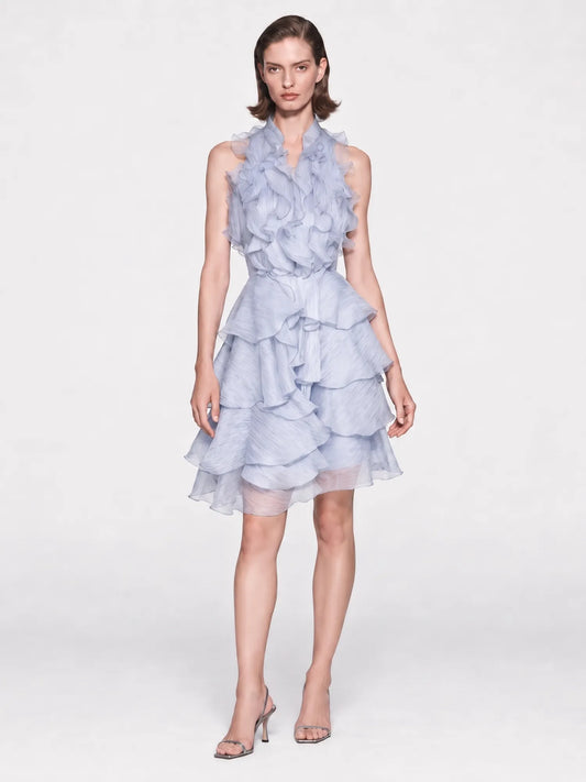 Juliette Mesh Ruffle Sleeveless Mini Dress