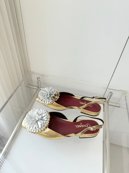 CC 26 Flower-shaped Sandal Gold Silver Lambskin 597409