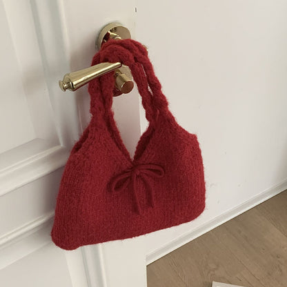 Cute Bow Knot Knit Handbag Underarm Bag