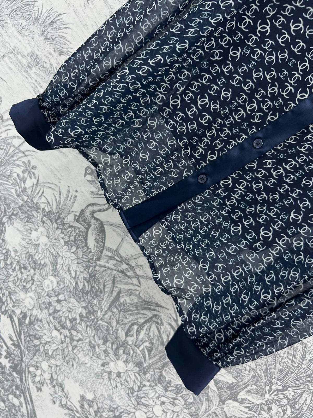 CC 25 Full-printed Logo Two-piece Shirt Dark Blue Polyester Fiber
