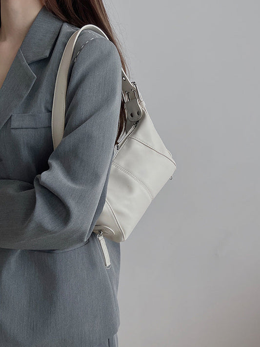 Buckle Solid Color Zipper Armpit Bags