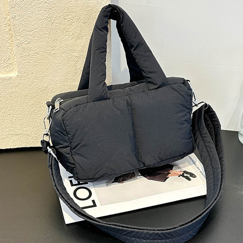 Trendy Puffer Top Handle Tote Shoulder Bag