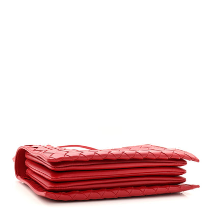 Nappa Intrecciato Trio Pouch On Strap Red