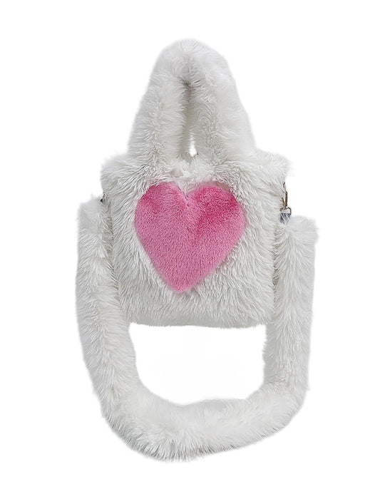 Large Capacity Fuzzy Heart Tote Shoulder Bag