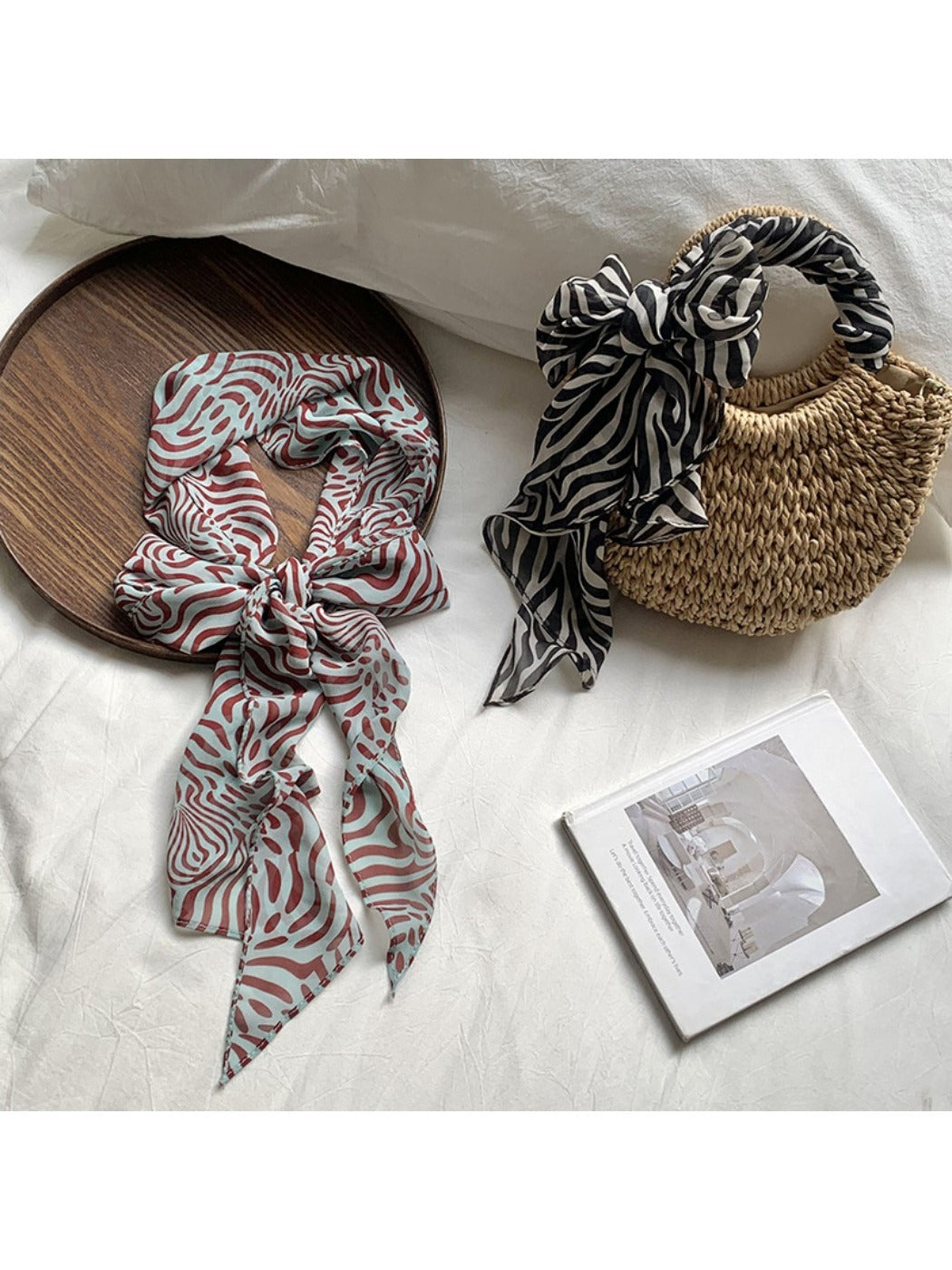 Haila - Vintage Classic Spot Print Long Scarf Headband