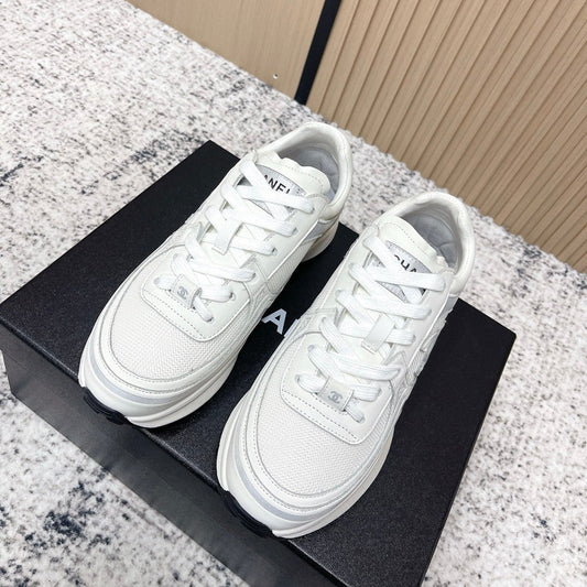 Chanel 26SS New Casual White Sneakers in Cowhide with Mesh Cloth 591414