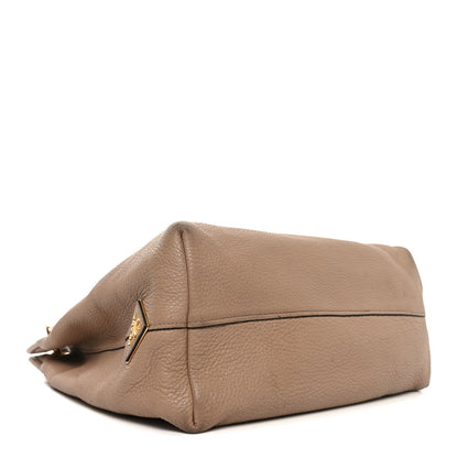 Vitello Phenix Embossed Logo Hobo Caramel
