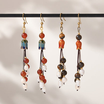 Earwish - Vintage Classic Beaded Long Fringe Earrings - Elegant &amp; Chic