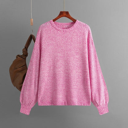 Round Neck Solid Color Loose Pullover Sweater