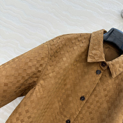 BV Shirt Jacket in Brown Cowhide Suede