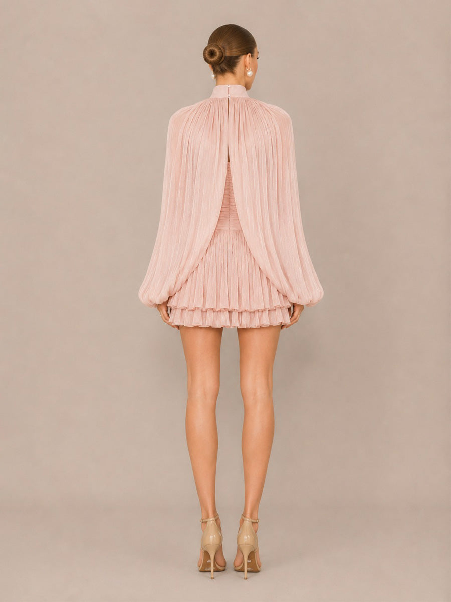 Nadia Sweet Pleated Cape Mini Dress