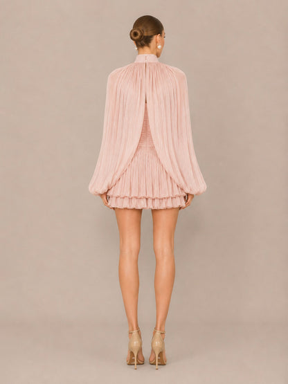 Nadia Sweet Pleated Cape Mini Dress