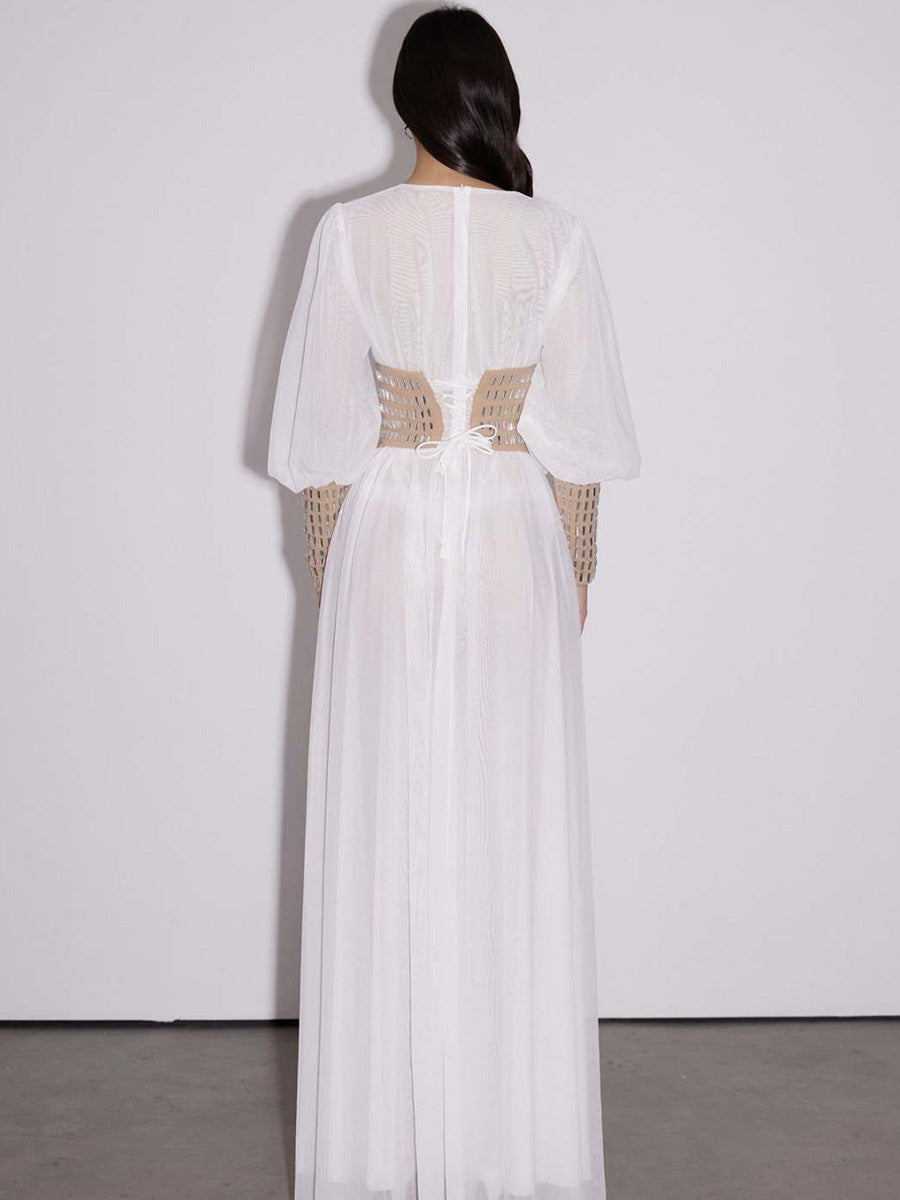 Beatrice Crystal Mesh Maxi Dress
