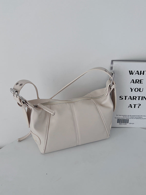 Buckle Solid Color Zipper Armpit Bags