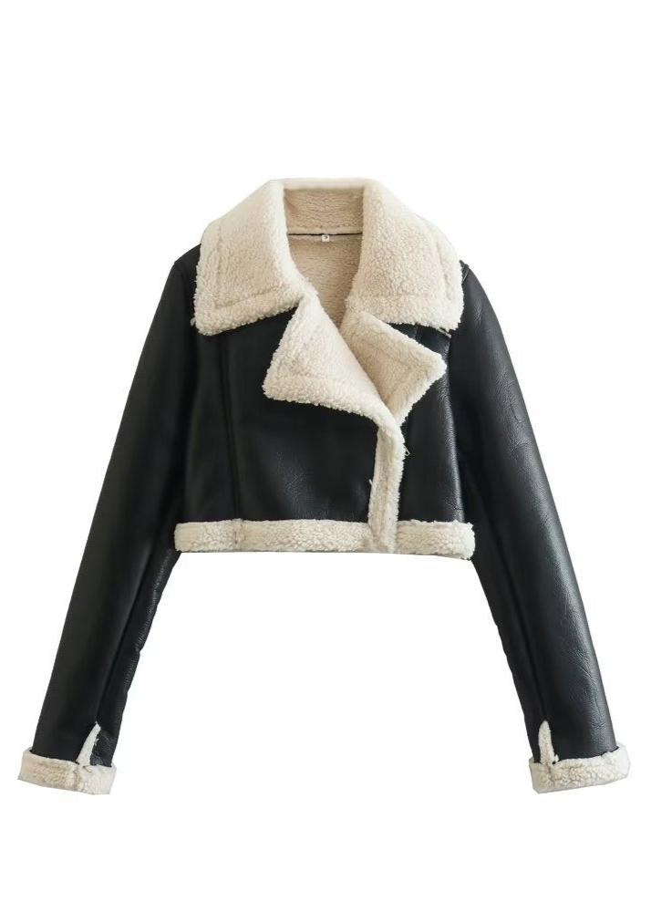 Double Sided Leather Jacket With Sherpa Trim
