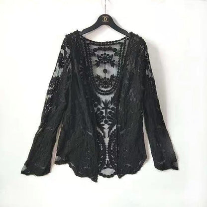 Crosa - Sheer Lace Boho Cardigan Cover-Up