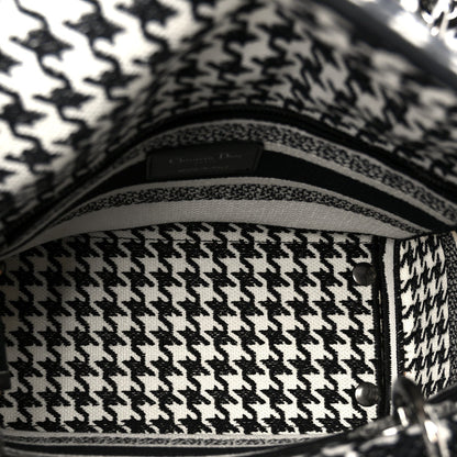 Canvas Houndstooth Embroidered Medium Lady D-Lite Black White