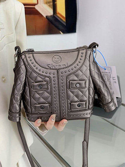 Geometric Rhine Stones Zipper Crossbody Bags